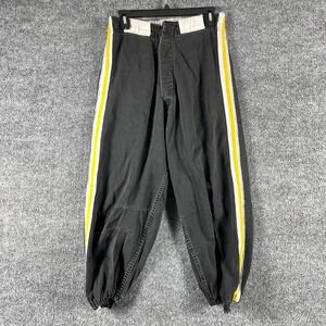 VTG Mason Baseball Pants Mens M Black Distressed Side Stripe USA 80s Button Fly